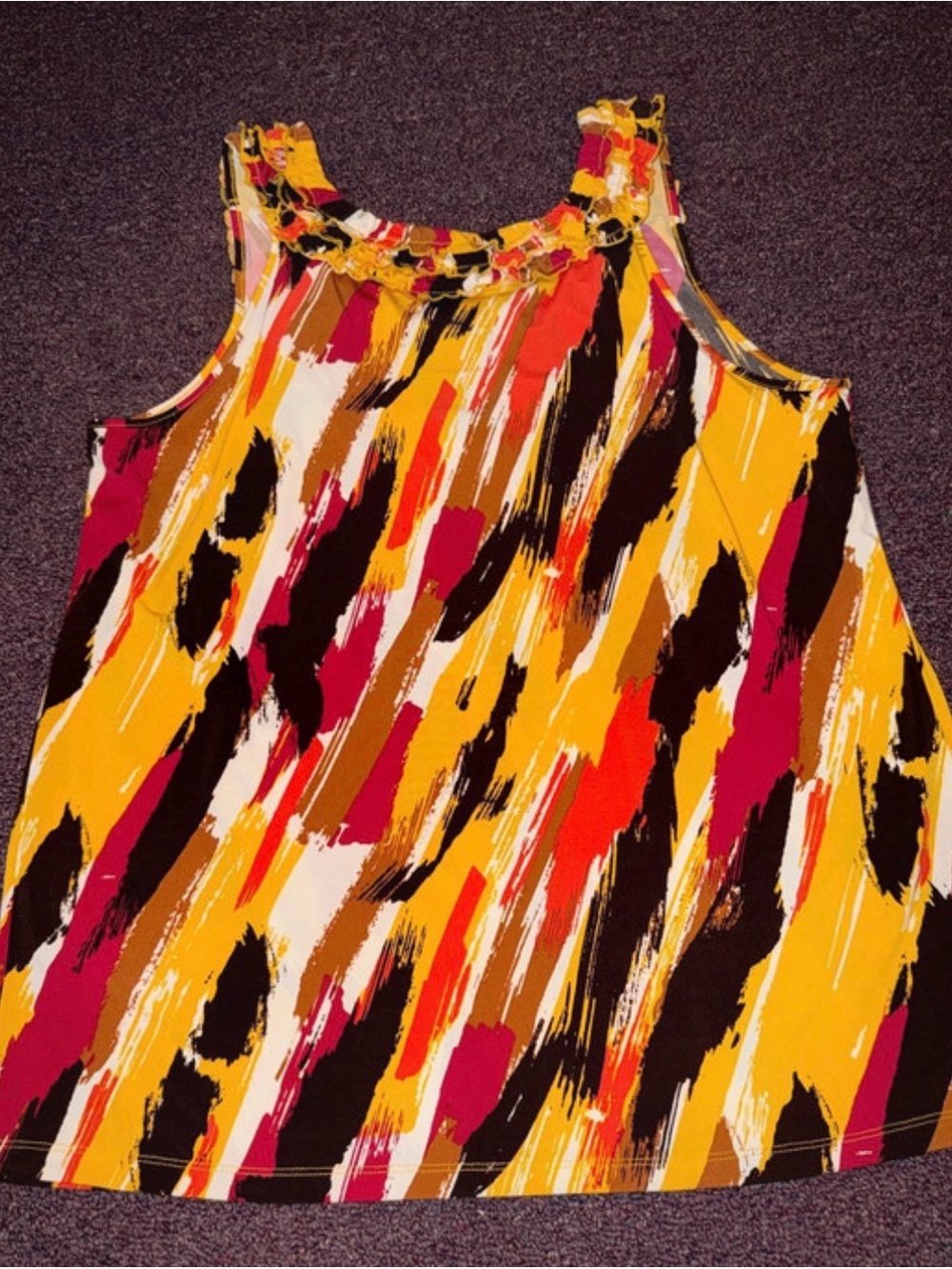 Lane Bryant Yellow Multi-Color Ruffle Neck Tank - Picture 3 of 3